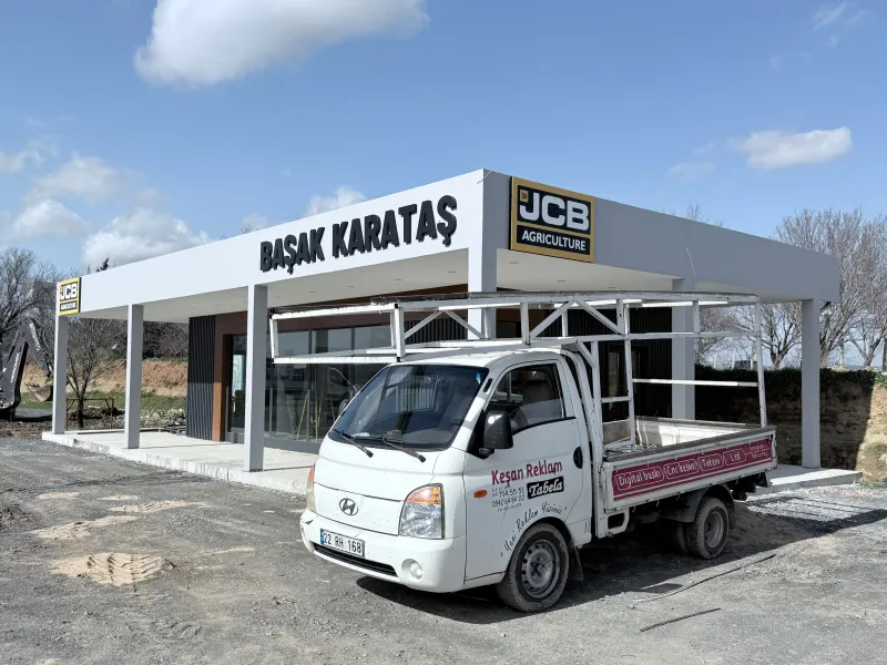 Başak Karataş · JCB Cephe alınlık + ışıklı logo — Keşan Reklam Tabela