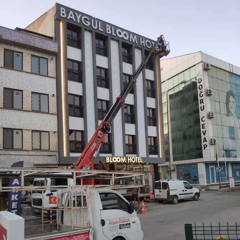 Baygül Bloom Hotel Cephe ışıklı kutu harf — Keşan Reklam Tabela