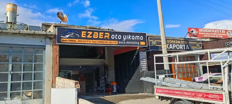 Ezber Oto Yıkama Işıklı cephe tabela — Keşan Reklam Tabela