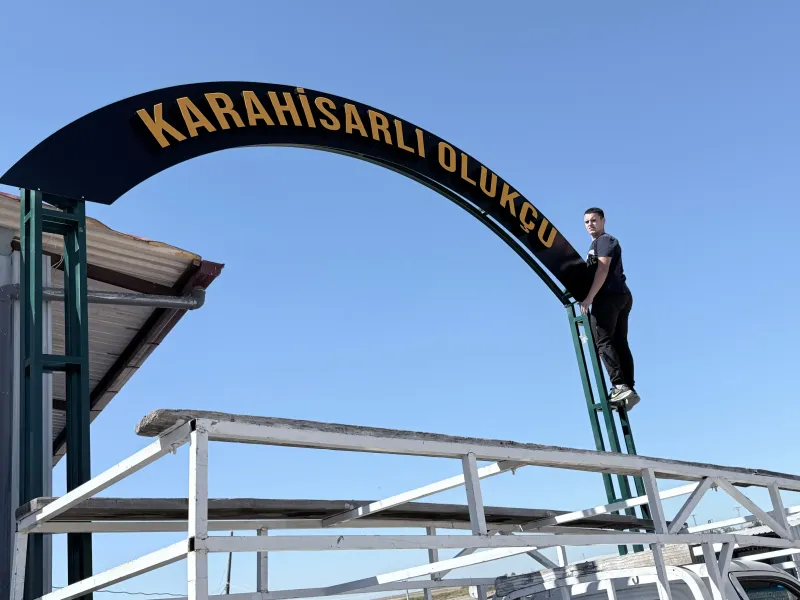 Karahisarlı Olukçu Kemer form cephe tabela — Keşan Reklam Tabela