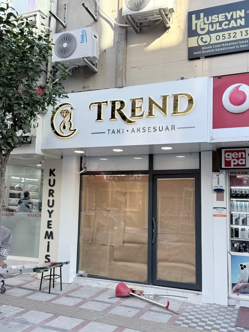 Trend Takı & Aksesuar Işıklı altın kutu harf — Keşan Reklam Tabela